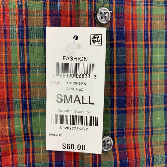 Club Room Mens Slim Fit 4-Way Stretch Plaid Dress Shirt Multicolor 14-14.5 - Picture 2 of 4